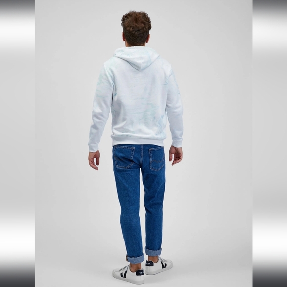 NWT! GAP, Logo Sweatshirt With Hood, White/Blue Swirl, Size XS - Picture 4 of 10